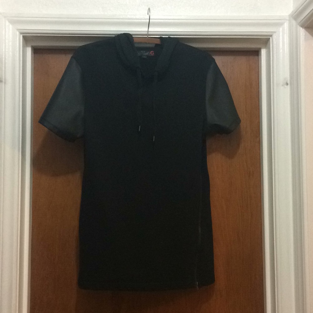 Black  asymmetrical zipper hoodie dress